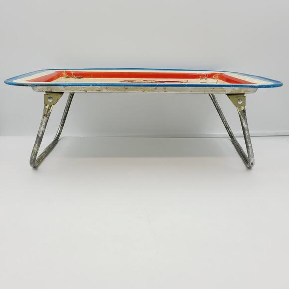 Children's TV Tray Bozo the Clown on TV w/ Folding Legs, Vintage 1960's Tin - Picture 4 of 10